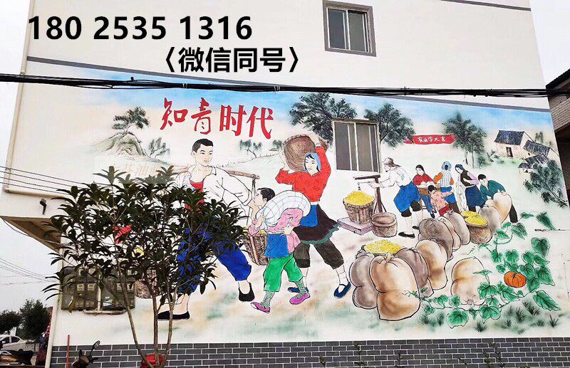 新建设农村墙体绘画上门手绘彩绘壁画健身房文化墙画3d立体涂鸦