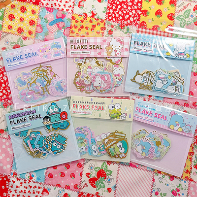 现货 日本三丽鸥人物造型烫金手账迷你小贴纸按扣包40枚入