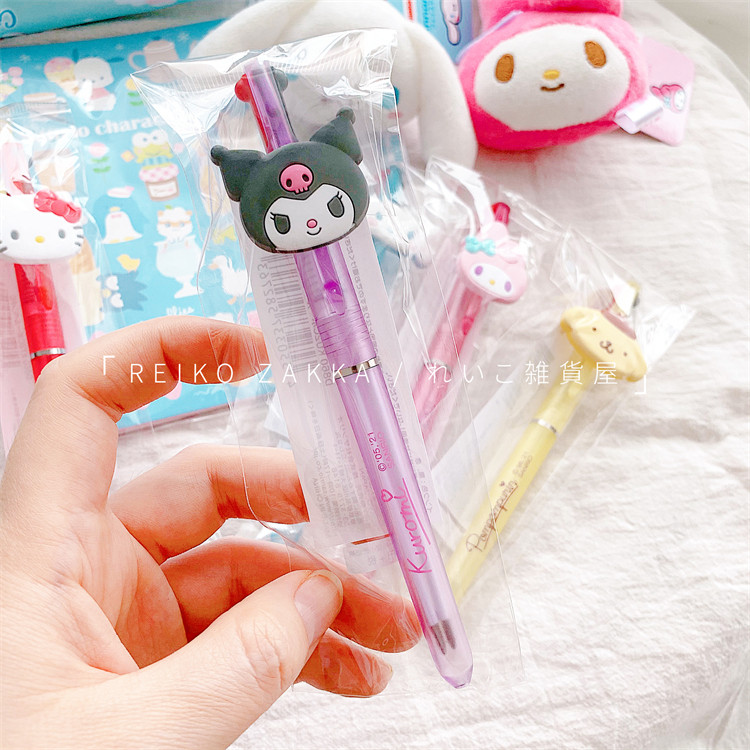 스포트 일본 산리오 SANRIO 신나몬개멜로디 푸딩 개 쿠로메 2색프레스 볼펜