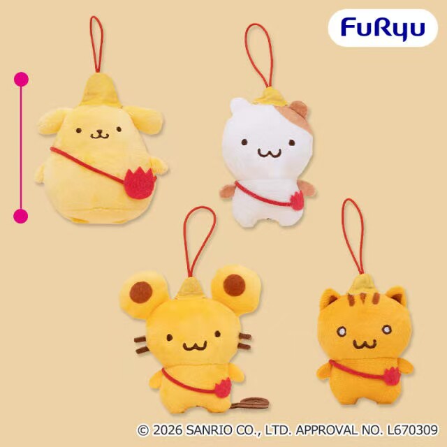 现货 日本FuRyu正品三丽鸥景品布丁小队幼儿园系列布丁狗玩偶挂件
