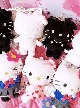 现货 日本正品hellokitty50周年avail纯黑纯白纪念款玩偶挂件