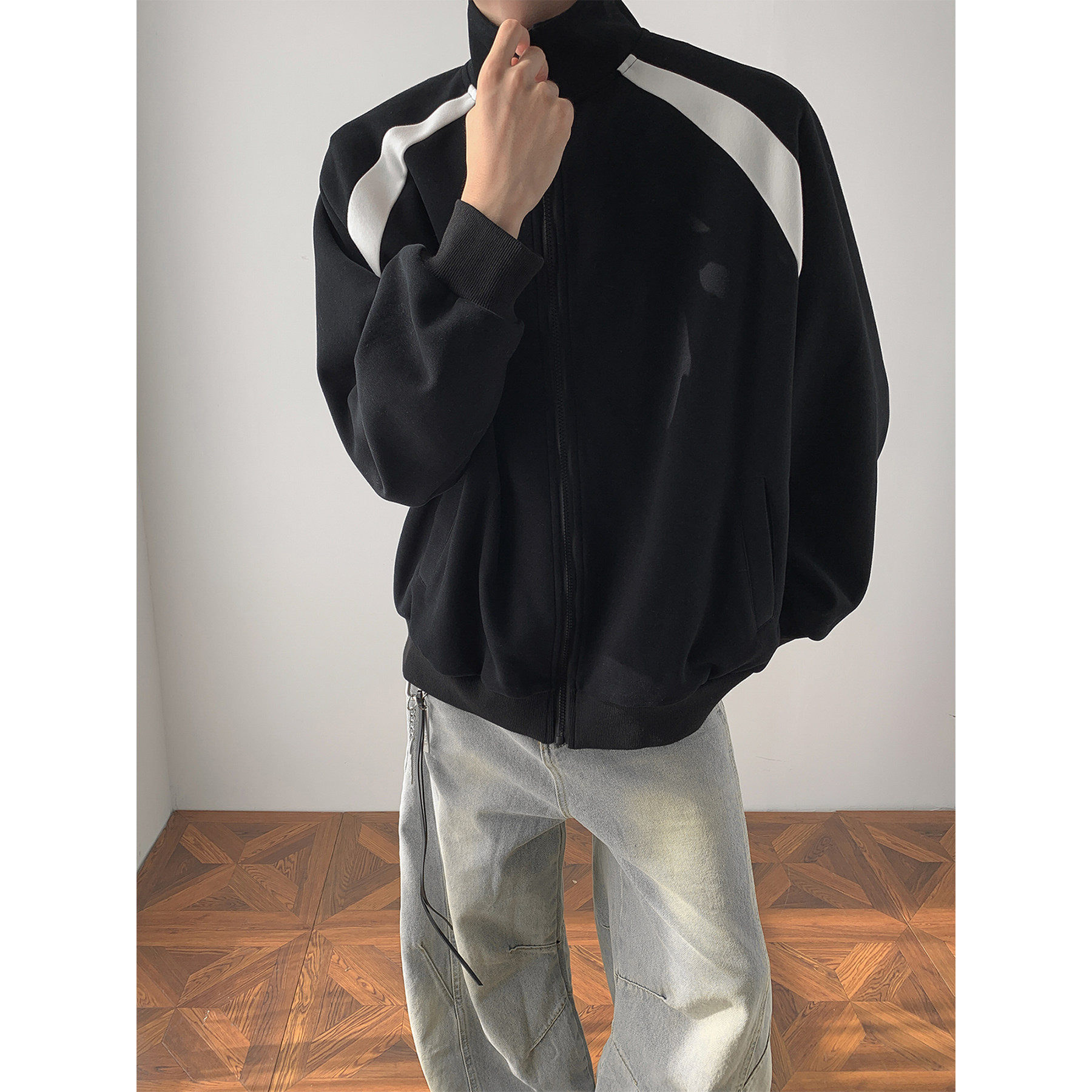 潮流百搭拼接立领夹克A425-Y3021-P85控118面料棉,男装夹克,电商A425