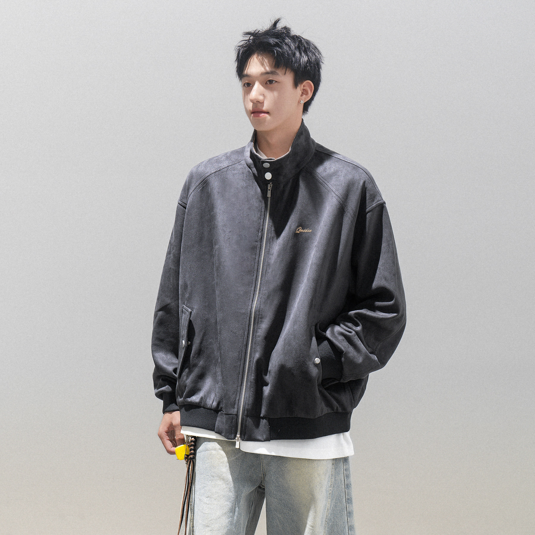 潮流格子拼接麂皮绒外套夹克A425-W6309-P108控138面料聚酯,男装夹克,电商A425