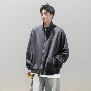 潮流格子拼接麂皮绒外套夹克A425-W6309-P108控138面料聚酯图片