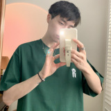 简约英文字背后图案圆领短袖T恤A425-T1386-P38控48，男装T恤，电商A425