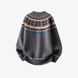 潮流费尔岛半门襟纽扣针织毛衣A425-M26654-P98控118面料聚酯，男装针织衫/毛衣，电商A425