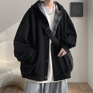 拼接格子连帽卫衣开衫A425-Y2972-P88控118面料50%棉50%聚酯图片
