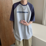 潮流插肩袖拼色设计圆领短袖T恤A425-T5072-P48控59面料棉，男装T恤，电商A425