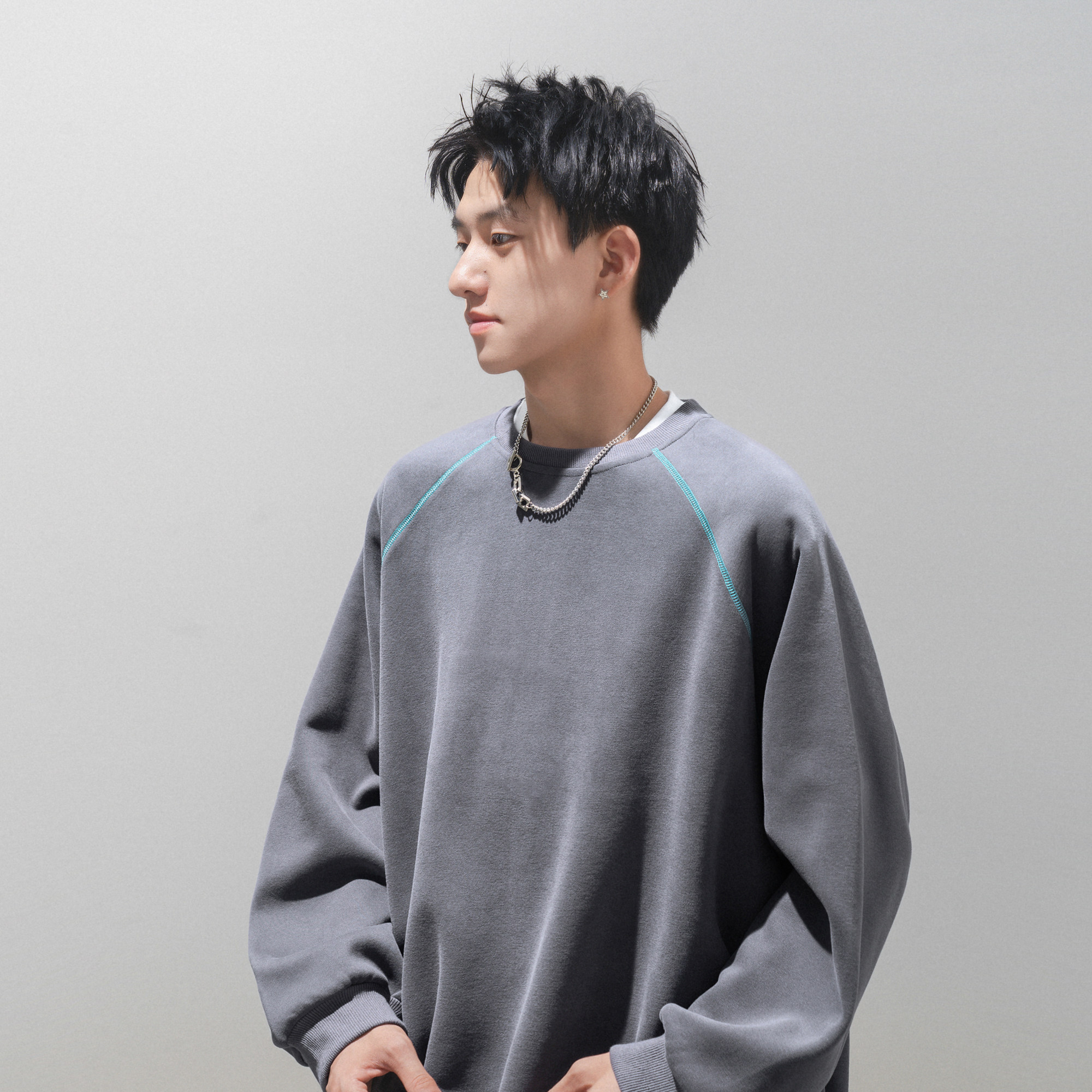 潮流百搭车明线圆领卫衣A425-Y3019-P65控88面料棉,男装卫衣,电商A425