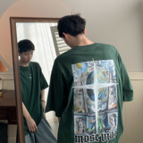 背后大印花圆领短袖T恤A425-T1423-P38控48，男装T恤，电商A425