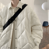 百搭纯色菱形格棉服外套A425-W9132-p118控158面料聚酯，男装棉衣，电商A425