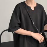 暗纹肌理面料小缺口领短袖T恤A425-T1263-P38控49，男装T恤，电商A425