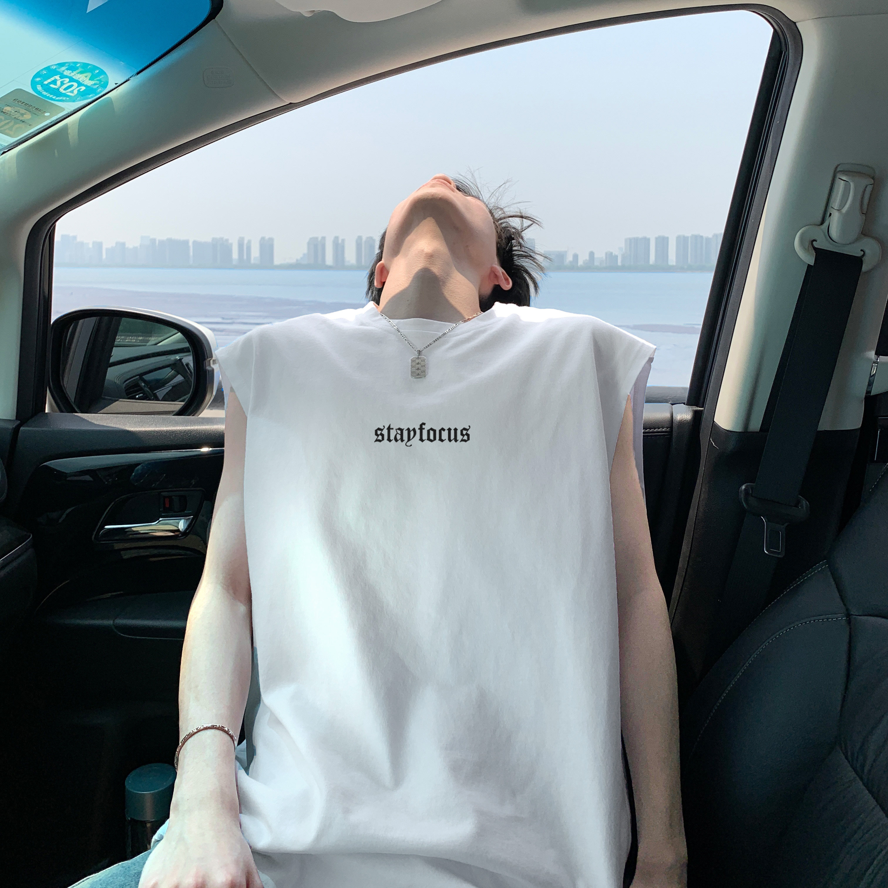 潮流简约哥特字背心T恤男A425-BX3632-P28控38面料棉，男装T恤，电商A425