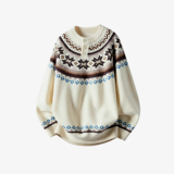 潮流费尔岛半门襟纽扣针织毛衣A425-M26654-P98控118面料聚酯，男装针织衫/毛衣，电商A425