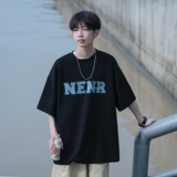 背面英文字印花圆领短袖T恤A425-T1459-P38控48，男装T恤，电商A425