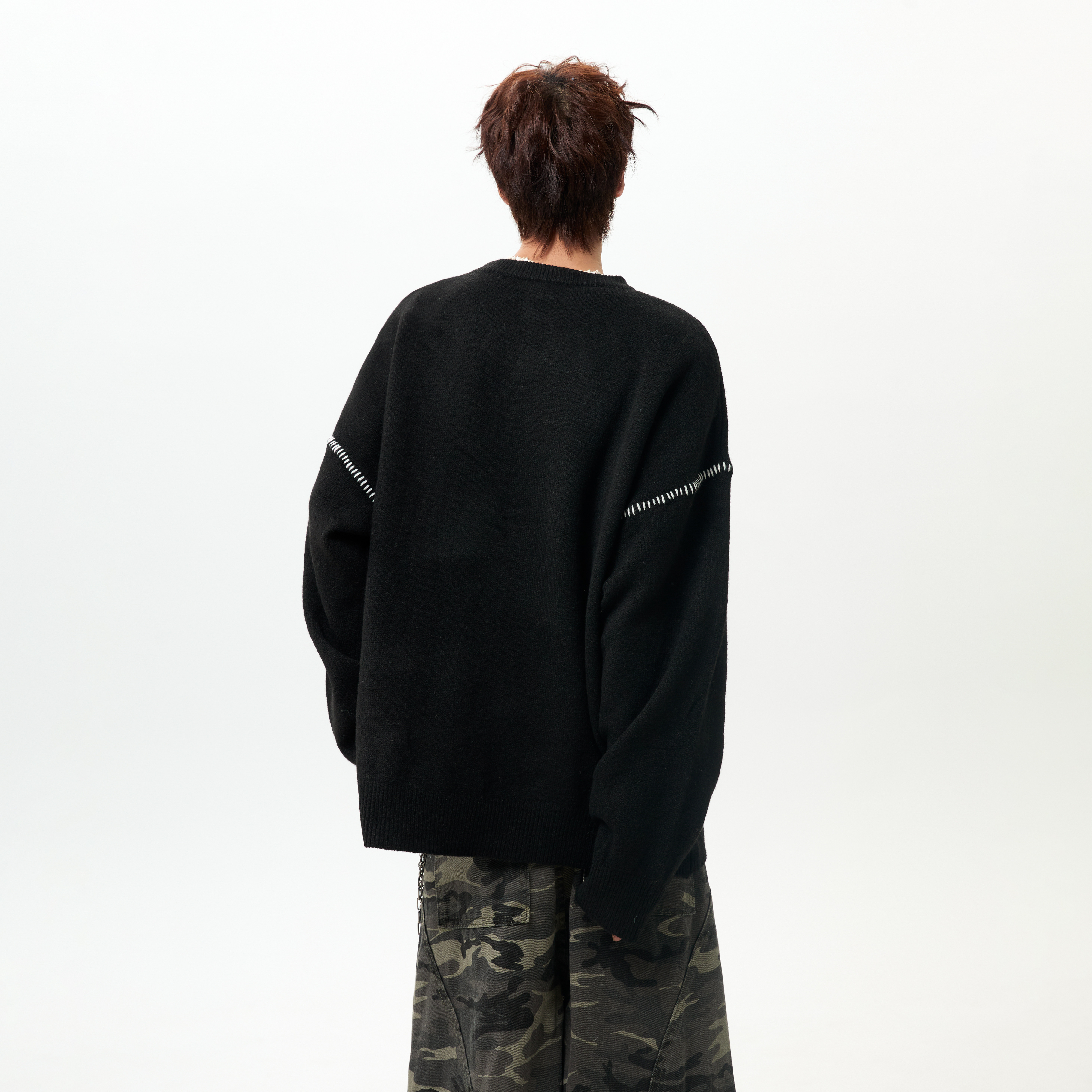 潮流手缝线圆领半门襟毛衣A425-M26650-P98控118面料聚酯,男装针织衫/毛衣,电商A425