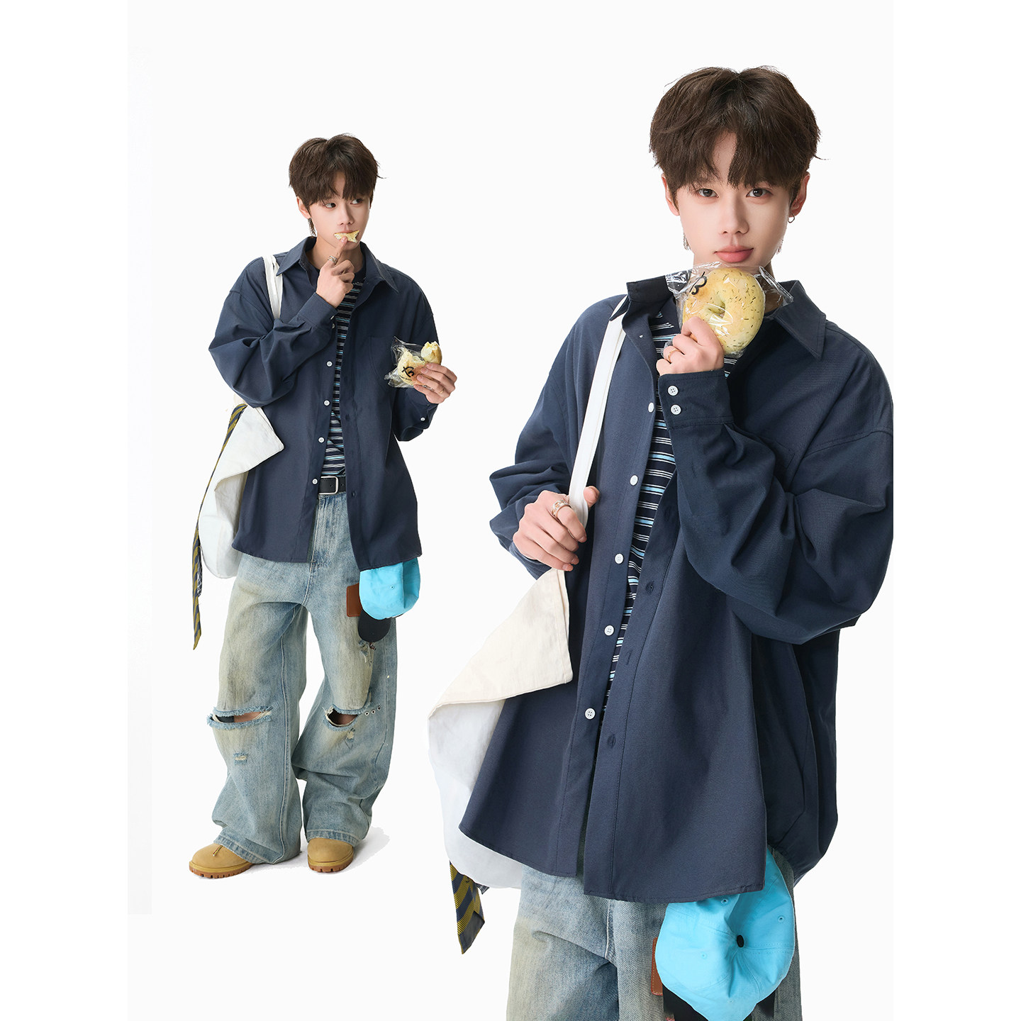 百搭简约小清新纯色长袖衬衫A425-C2779-P48控69面料棉，男装衬衫，电商A425