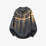 潮流费尔岛半门襟纽扣针织毛衣A425-M26654-P98控118面料聚酯，男装针织衫/毛衣，电商A425