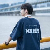 背面英文字印花圆领短袖T恤A425-T1459-P38控48，男装T恤，电商A425