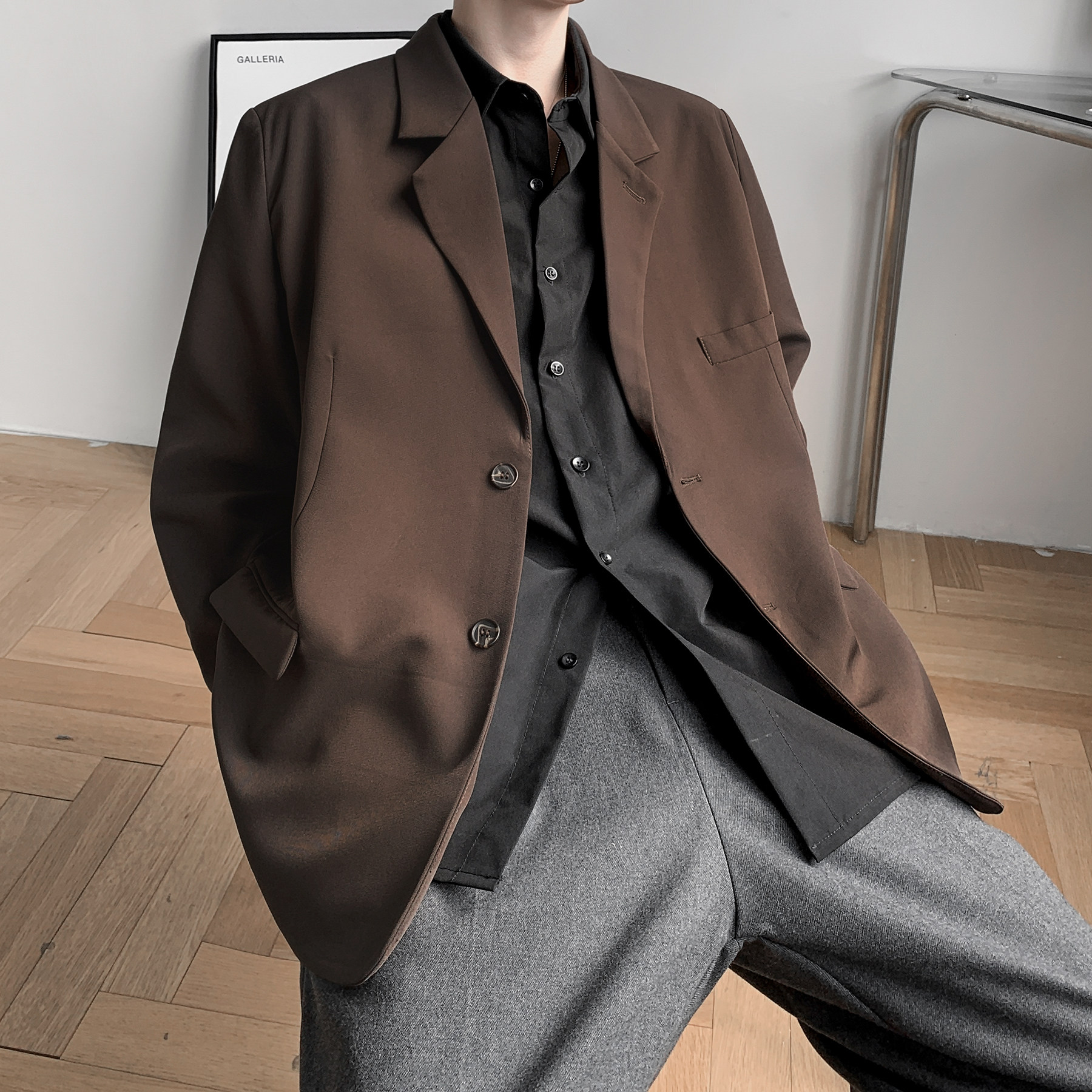秋装西服垫肩廓形西装A425-W616-P98控108,男装西服套装,电商A425