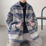 春装毛呢格子小香风翻领外套夹克A425-W823-P98控118，男装夹克，电商A425