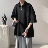 简约纯色半开拉链短袖T恤A425-T5320-P45控59面料聚酯，男装T恤，电商A425