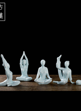 新中式风人物手工陶瓷装饰摆件