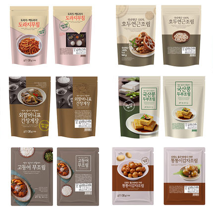 餐饮美食食品小菜泡菜豆腐小鱼海带汤包装袋海报PSD设计素材92025