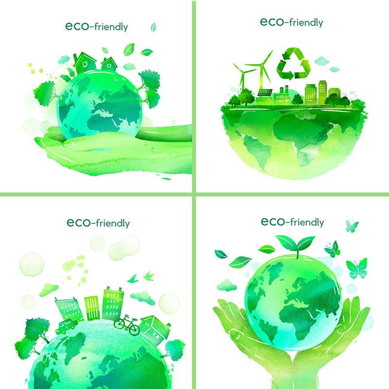 绿色生态环保环境能源利用风车电能手绘插图海报psd设计素材92018