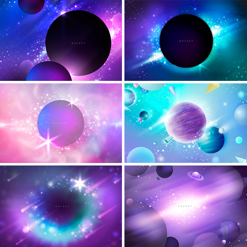 彩色渐变色彩空间星球宇宙银河月亮背景海报PSD设计素材模板80916