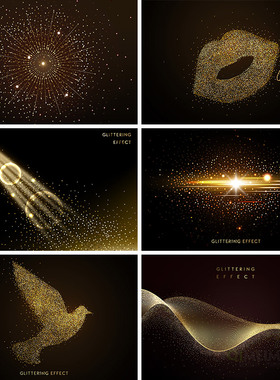 金色光效粒子影楼相册嘴唇鸟皇冠海报背景PSD设计元素材模板82307