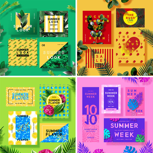 夏季热带植物元素打折促销宣传banner广告图海报PSD设计素材72312