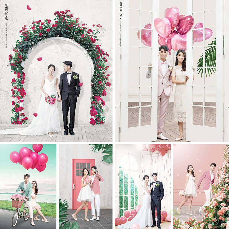 浪漫婚礼婚纱照情侣气球影楼相册排版海报PSD设计元素材模板71905