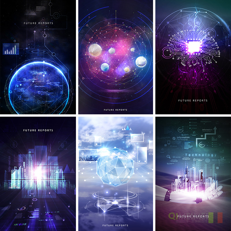 智能AI科技网格城市区块链大数据海报背景psd设计素材模板942610