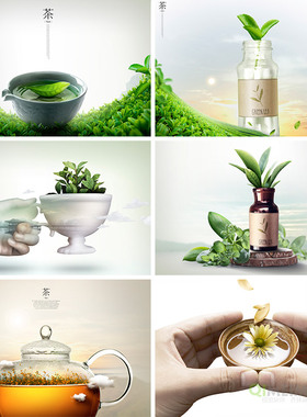 中国传统绿茶菊花茶文化产品宣传艺术海报PSD分层设计素材121112