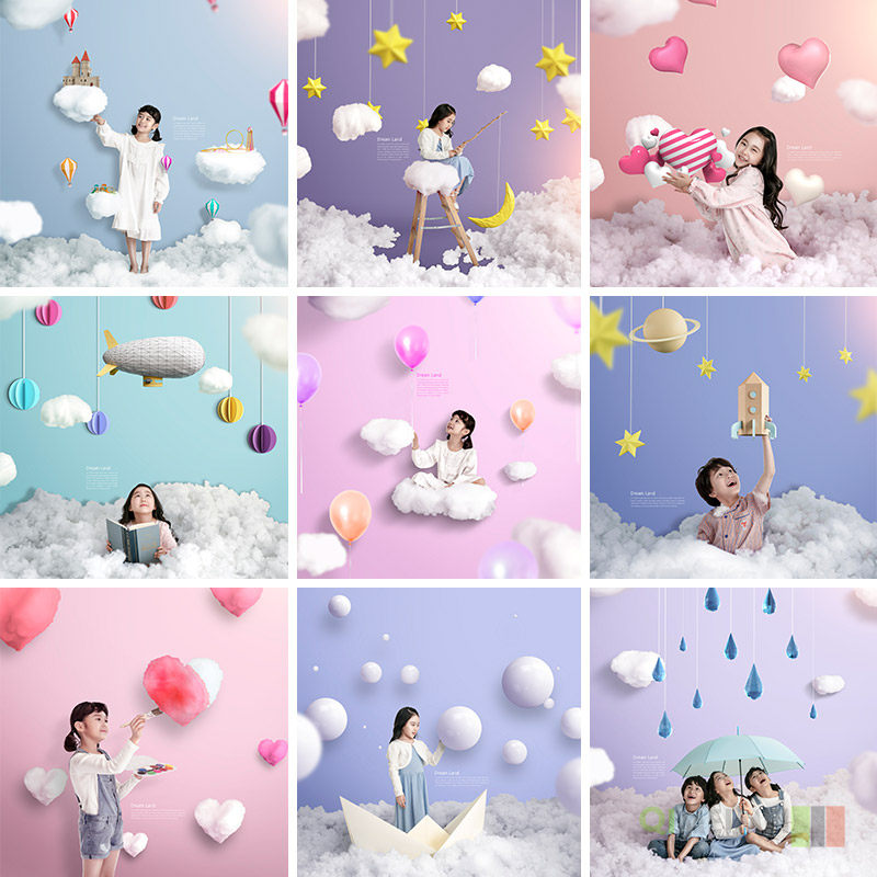 创意儿童气球云朵空中剪纸艺术海报背景psd设计素材源文件962504