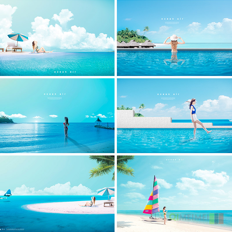 蓝色夏天大海沙滩旅行度假泳池海报背景psd设计素材源文件961907