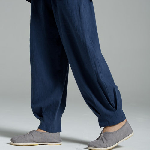 原创打坐夏季薄款清凉棉麻禅修裤