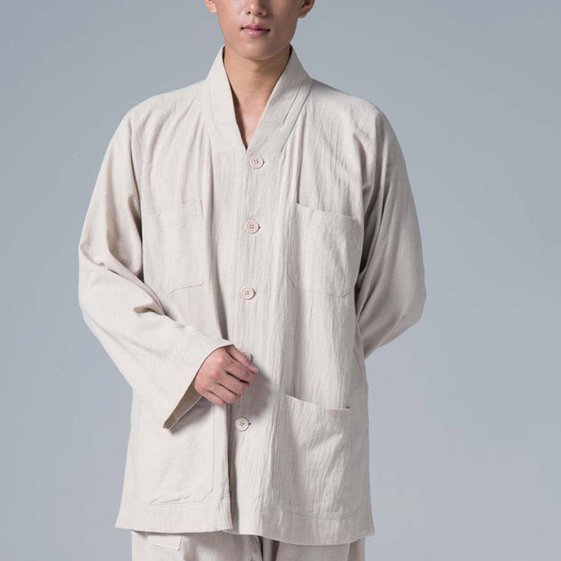 慈缘棉麻布衣春秋季长袖短衫纯棉僧衣僧服短褂出家师父和尚服小褂