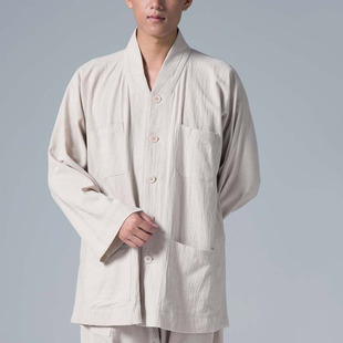 纯棉僧衣僧服短褂出家师父和尚服小褂 短衫 慈缘棉麻布衣春秋季 长袖