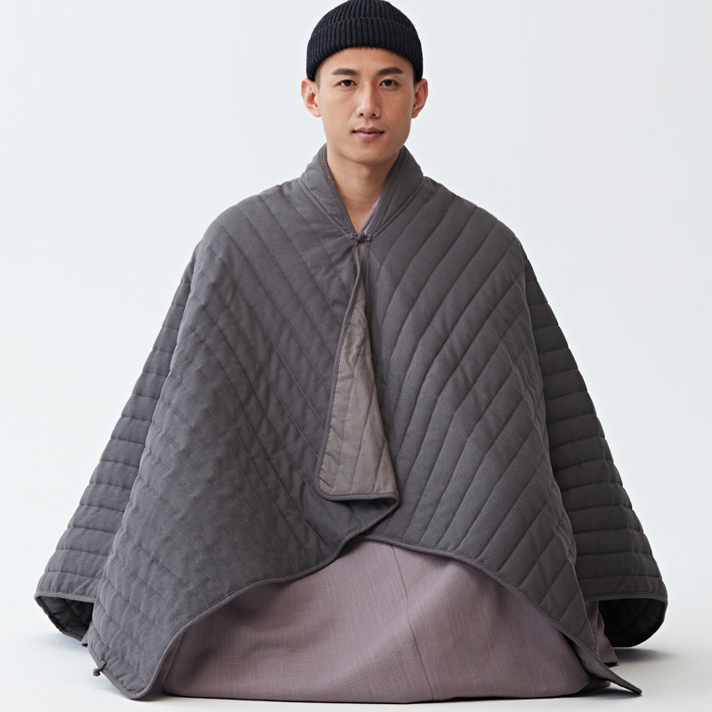 慈缘僧人打坐有领包腿两色入披肩