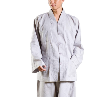 慈缘棉麻僧服打坐服短褂套装男女夏季透气套装小褂僧衣比丘尼服装