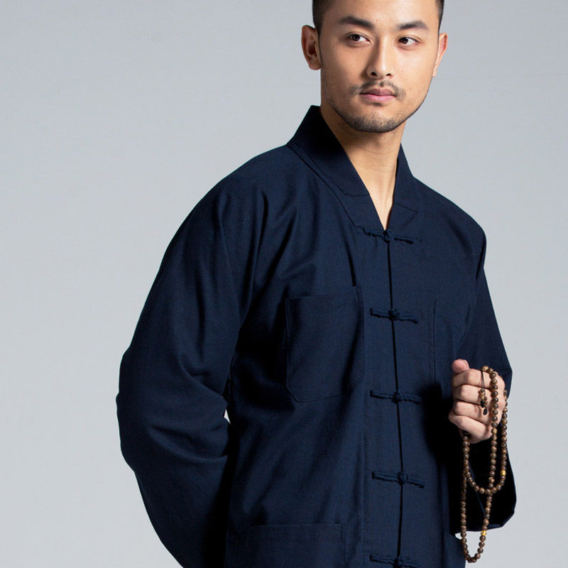 春夏季盘扣僧服男女款短褂水洗棉麻僧衣裤套装禅修打坐手工小褂