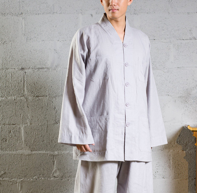 慈缘棉麻僧服打坐服短褂套装男女夏季透气套装小褂僧衣比丘尼服装