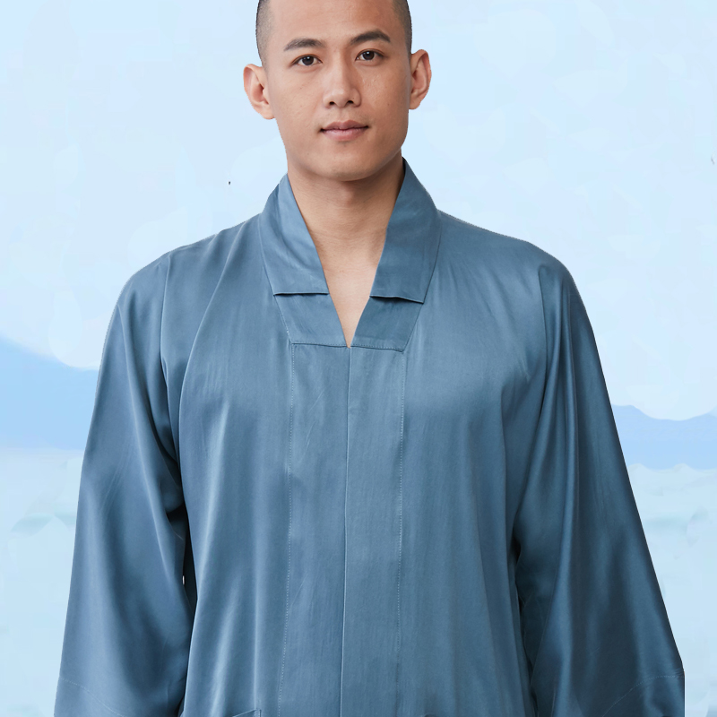 慈缘真丝暗门襟七分袖高级