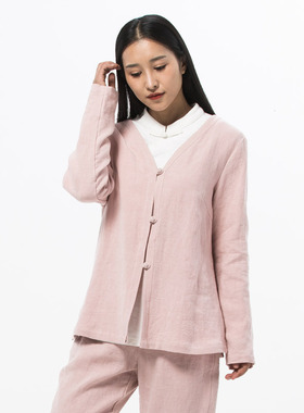 慈缘秋季新款女装长袖外套原创中国风棉麻休闲上衣三色入30951