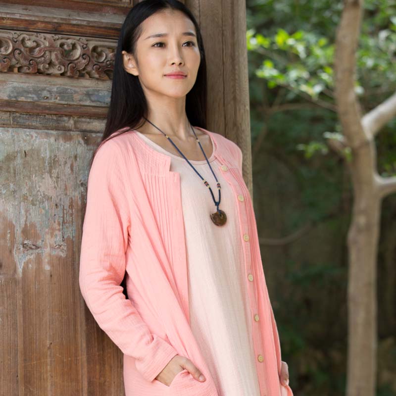 棉麻布衣茶服禅修服百搭圆领外套