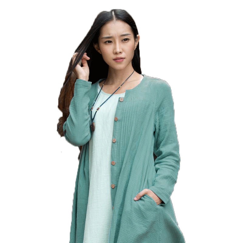 棉麻布衣茶服禅修服百搭圆领外套