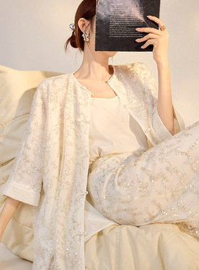 2025贵气千金感人丝新中式绣珠气质盐系重工刺绣轻熟风外套M6110