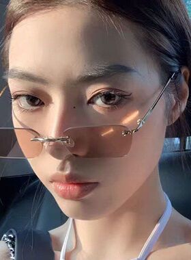 2026新款无框有色墨镜女潮牌茶色